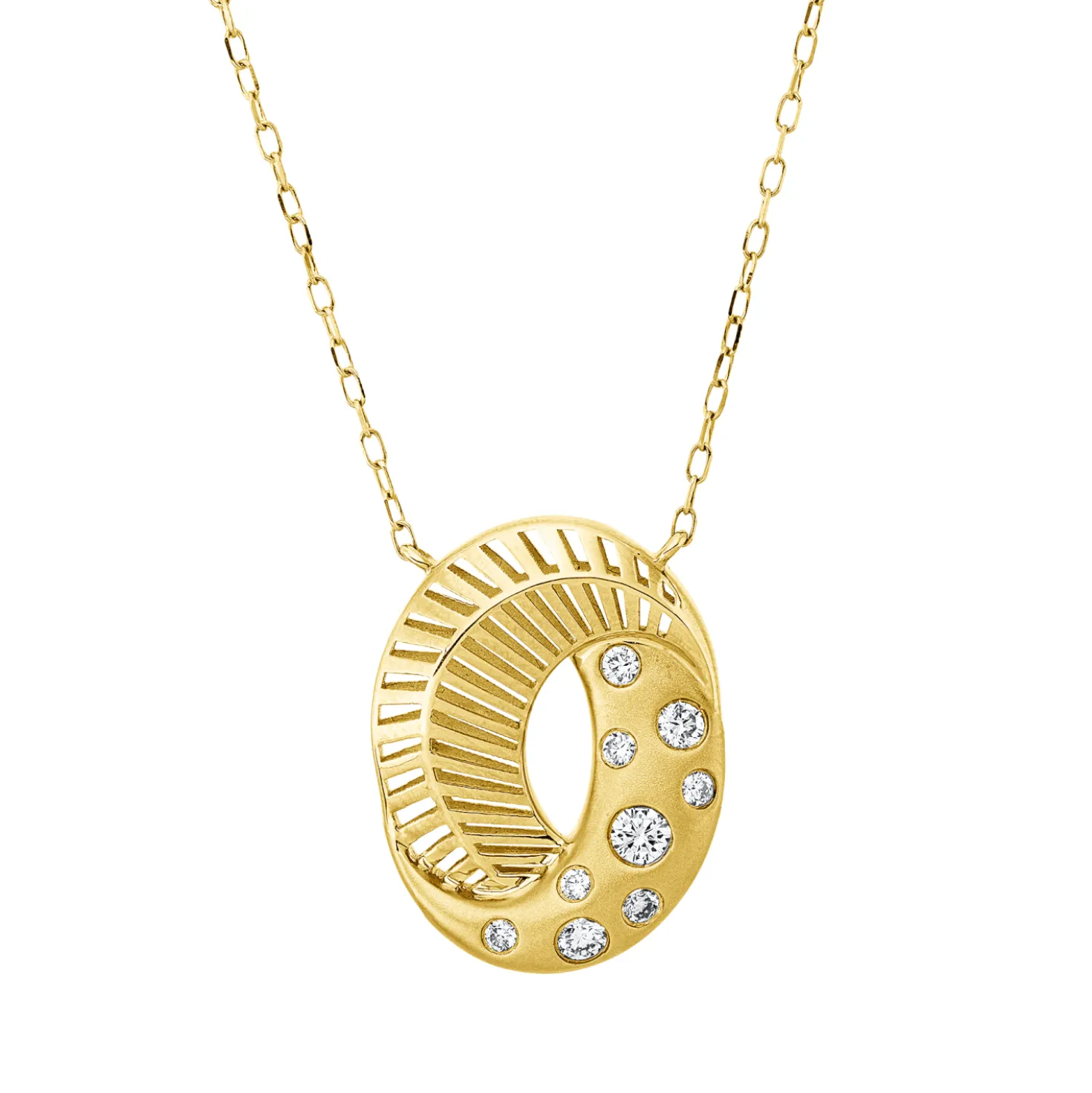 Collier aus 585 Gold Gelbgold 9 Diamanten 0,22ct TW-SI L:46cm mattiert