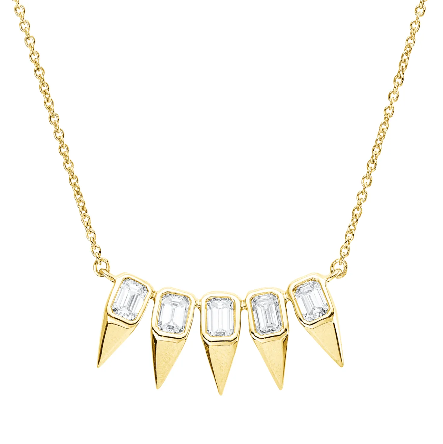 Collier aus 750 Gold Gelbgold 5 Diamanten 0,71ct TW-SI L:45cm Zarge
