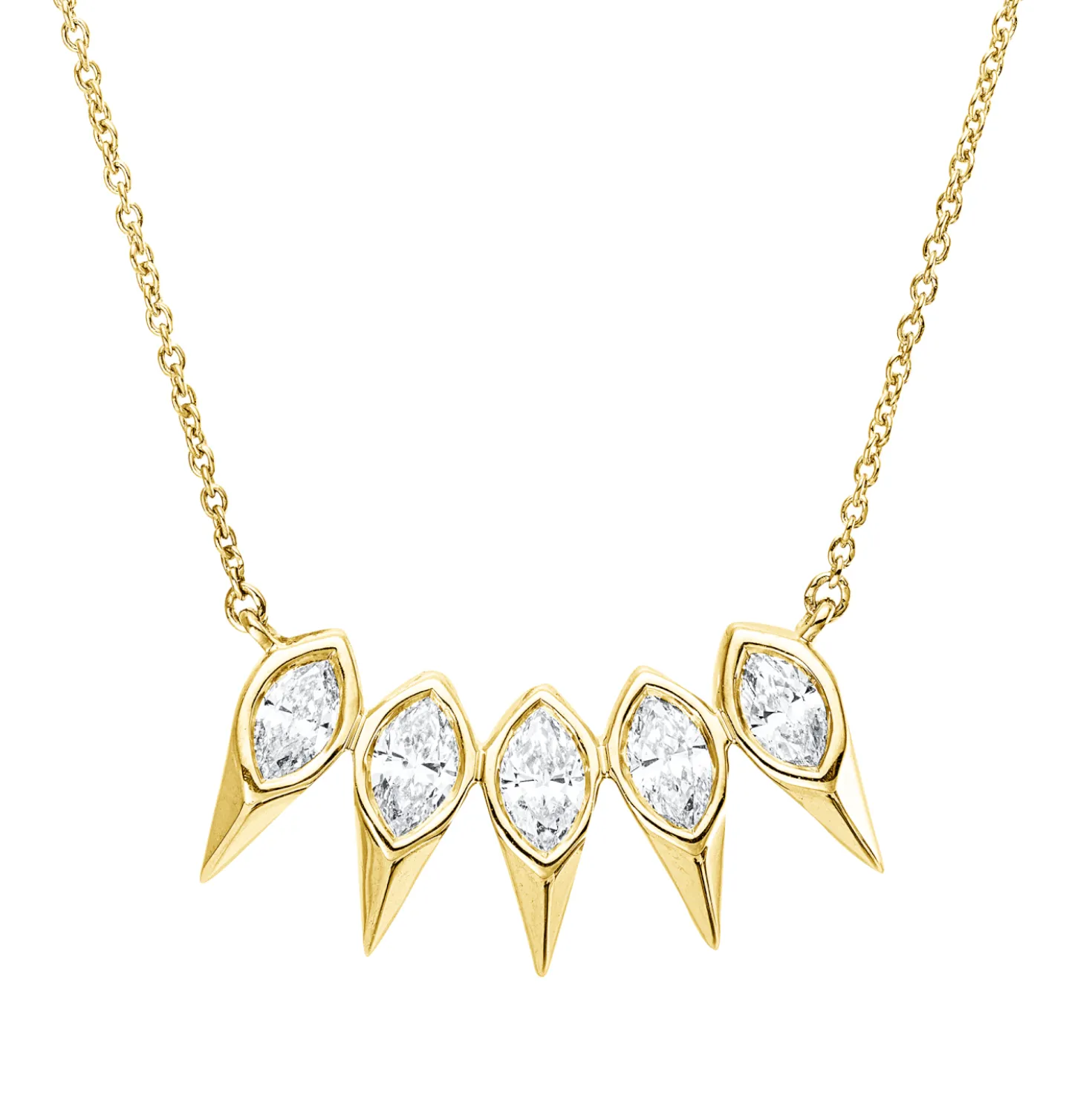 Collier aus 750 Gold Gelbgold 5 Diamanten 0,75ct TW-SI L:45cm Zarge