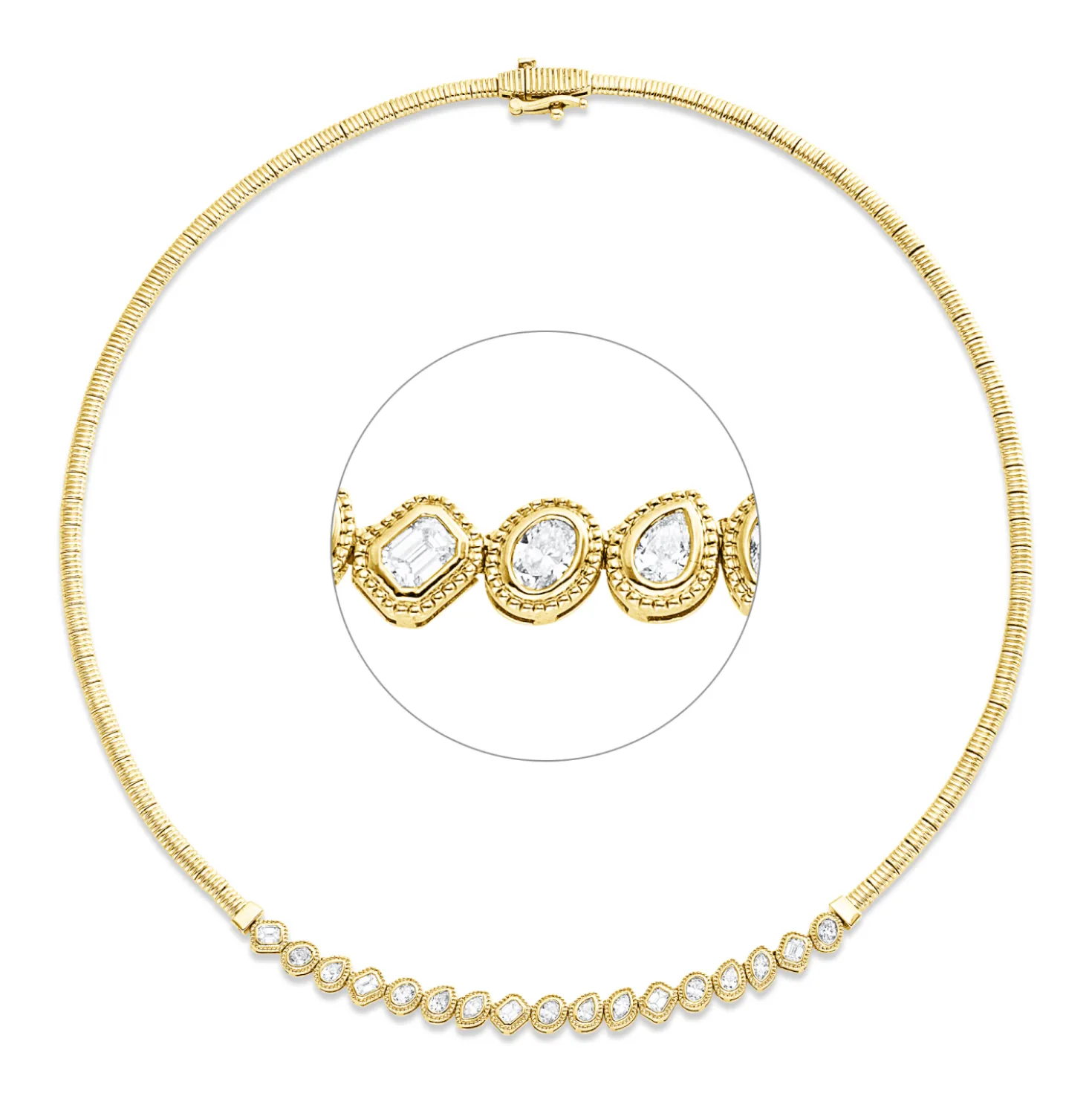 Collier aus 750 Gold Gelbgold 17 Diamanten 1,43ct TW-SI L:42cm Zarge