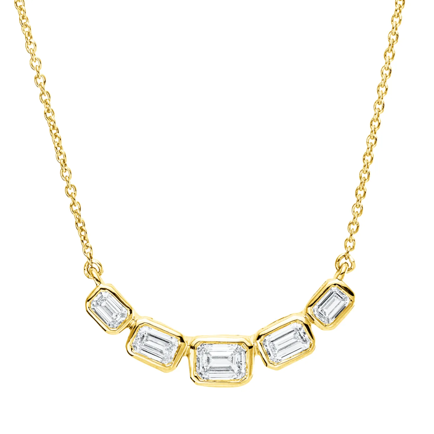 Collier aus 750 Gold Gelbgold 5 Diamanten 0,79ct TW-SI L:45cm Zarge