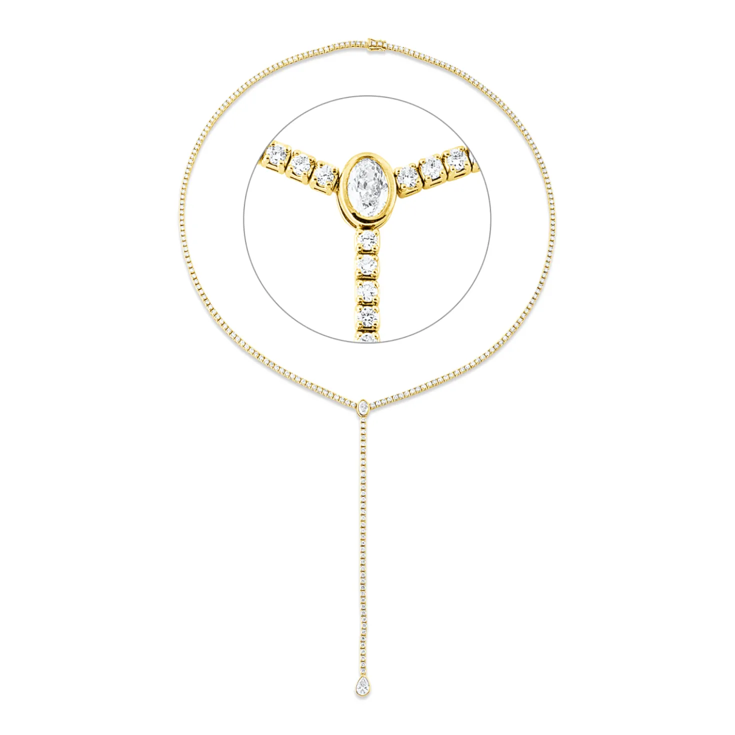 Collier aus 585 Gold Gelbgold 243 Diamanten 5,86ct W-SI/PI L:45cm