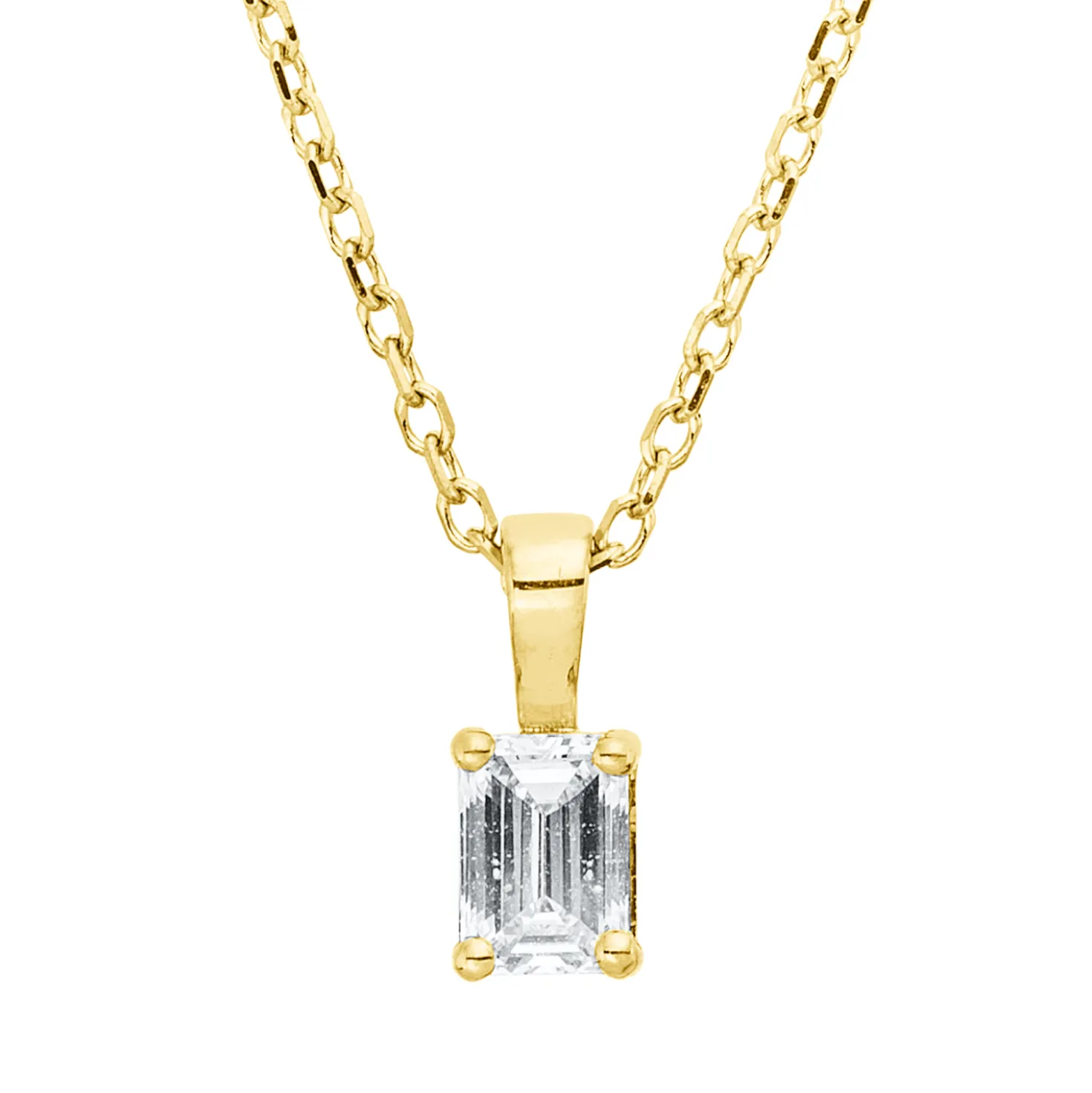 Collier aus 750 Gold Gelbgold Diamant Smaragd-Schliff 0,2ct TW-SI 4er-Krappe