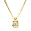 Collier aus 750 Gold Gelbgold Diamant Smaragd-Schliff 0,09ct TW-SI L:45cm Zarge