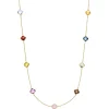 Collier aus 585 Gold Gelbgold Kleeblatt Blumen echte Edelsteine multicolor 45cm