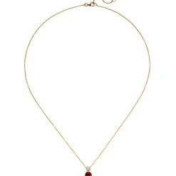 Collier aus 585 Gold Gelbgold mit Rubellit Diamant Brillant 0,07 Ct 42-45cm