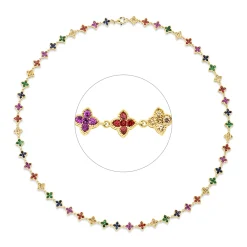 Collier aus 750 Gold Gelbgold 265 Saphire 7,76ct mehrfarbig L:45cm