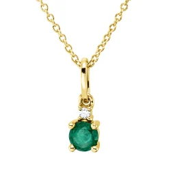 Collier aus 750 Gold Gelbgold Smaragd 0,28ct grün Brillant 0,02ct TW-SI
