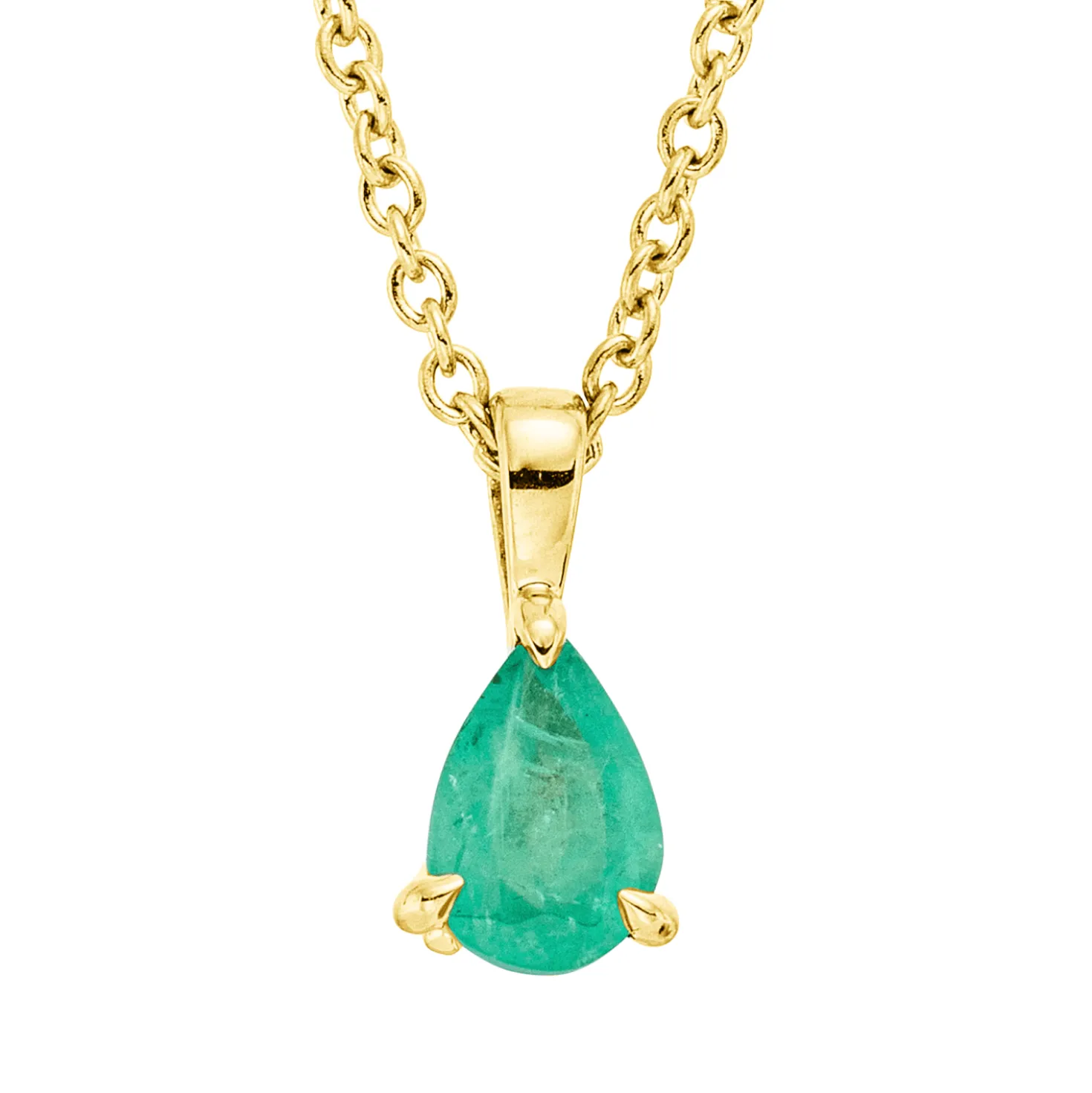 Collier aus 750 Gold Gelbgold Smaragd 0,43ct grün L:45cm