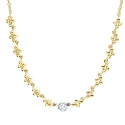 Collier aus 750 Gold gelb/weiß Brillant 0,06ct TW-PI L:40cm Zarge