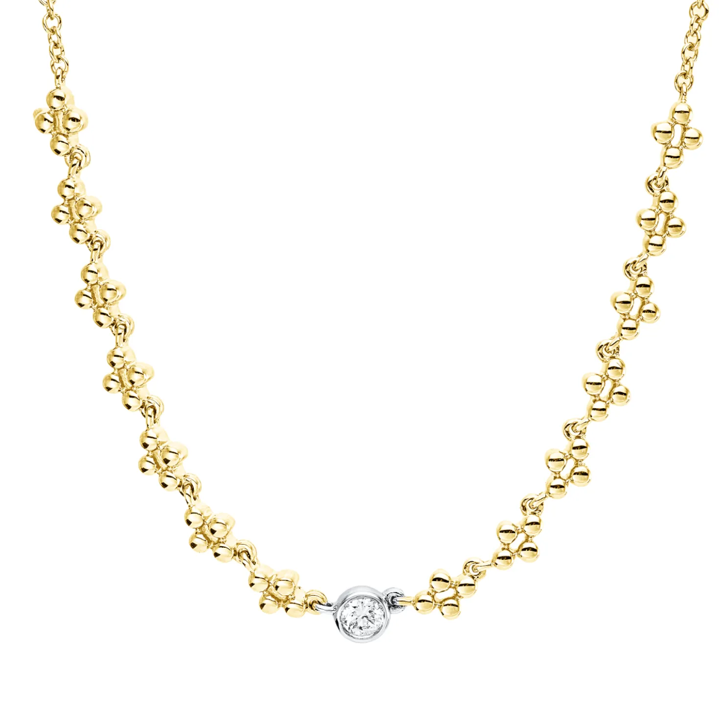 Collier aus 750 Gold gelb/weiß Brillant 0,06ct TW-PI L:40cm Zarge