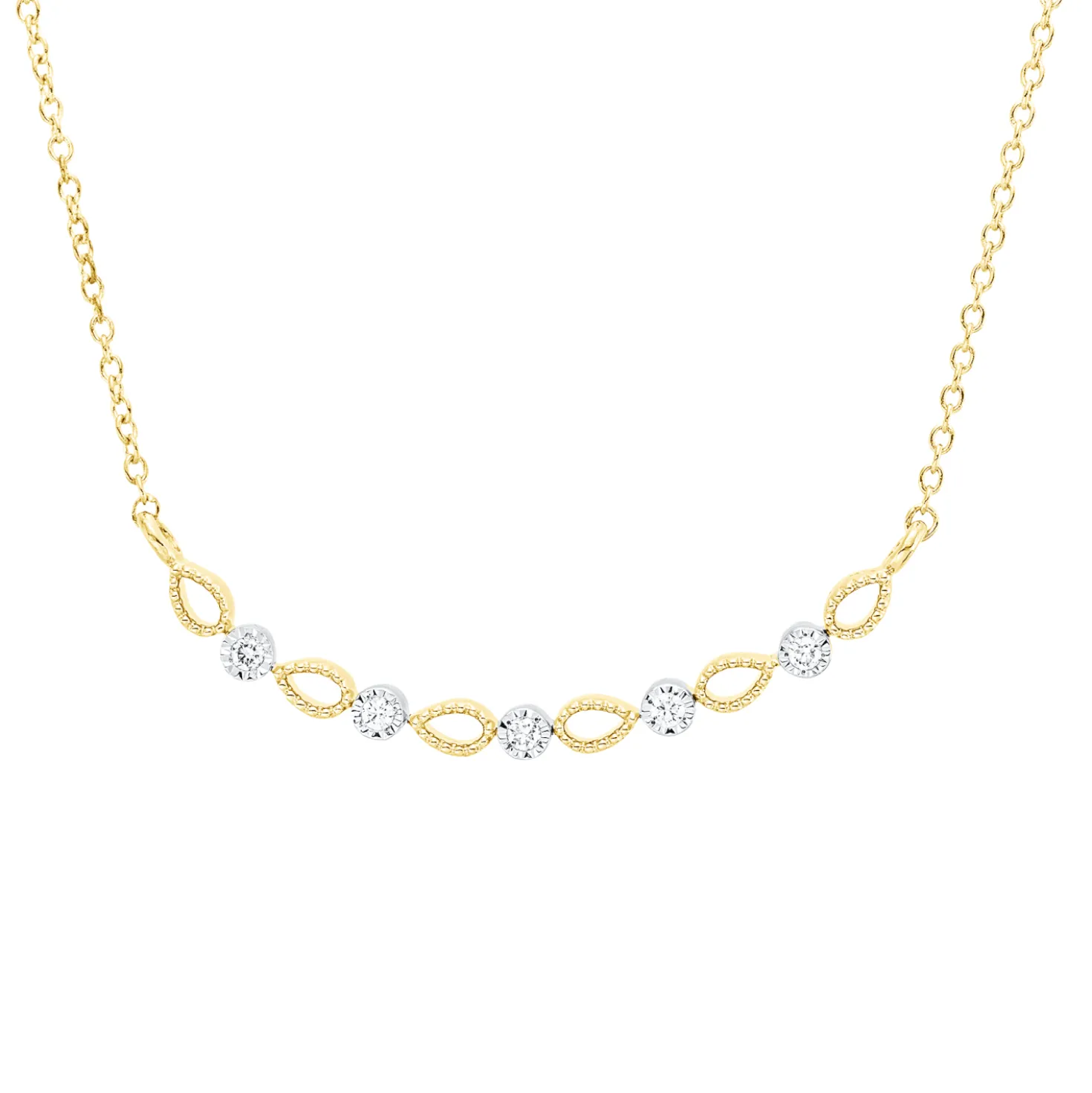 Collier aus 750 Gold gelb/weiß 5 Brillanten 0,05ct TW-SI L:45cm