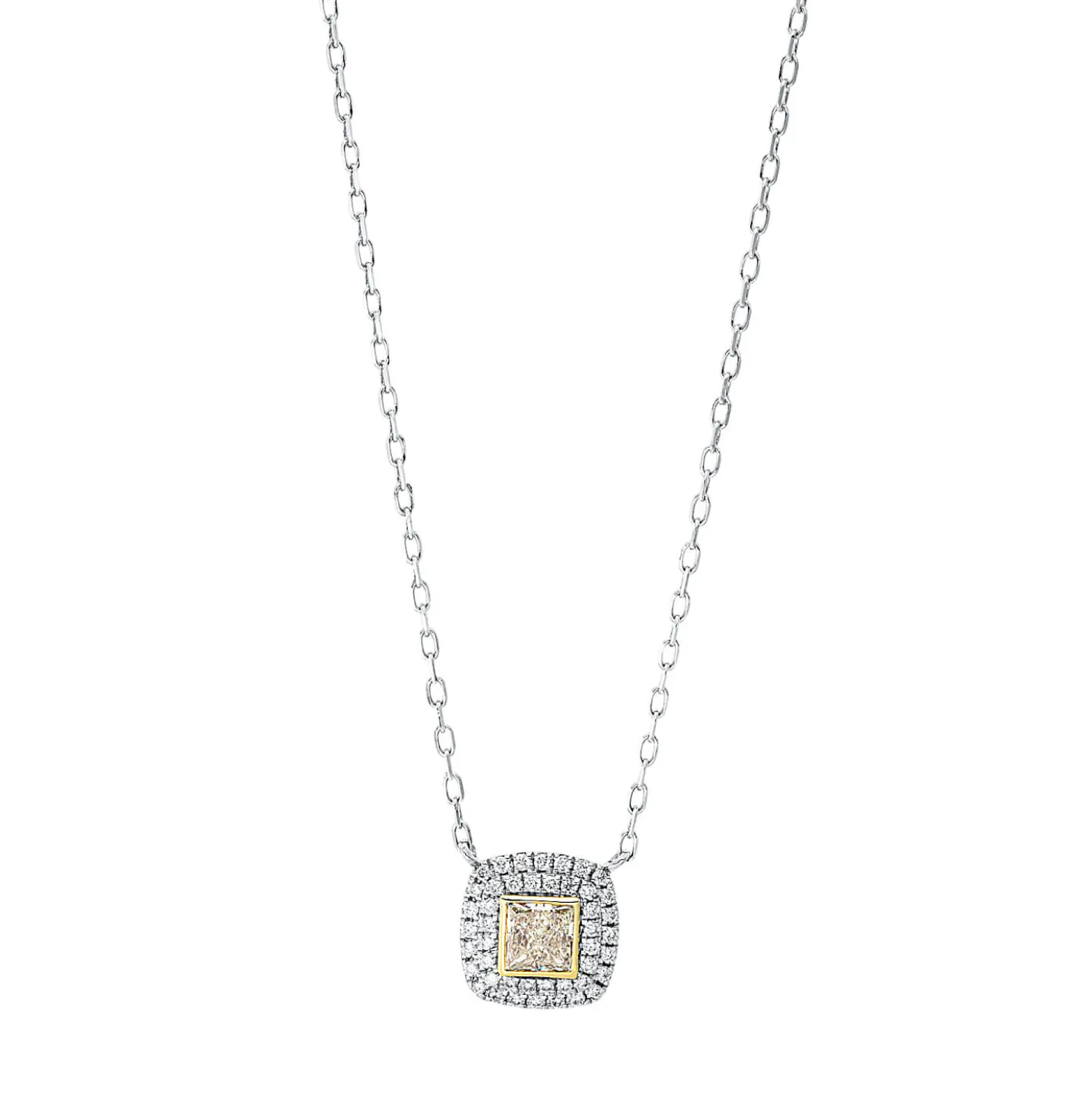 Collier aus 750 Gold gelb/weiß 45 Diamanten 0,38ct L:45,7cm