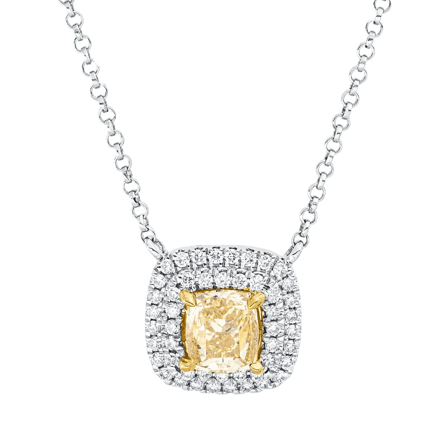Collier aus 750 Gold gelb/weiß 51 Diamanten 0,69ct L:43cm