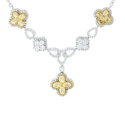 Collier aus 750 Gold gelb/weiß 232 Diamanten 4,87ct TW-PI L:40,6cm