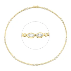 Collier aus 750 Gold gelb/weiß 143 Diamanten 2,98ct TW-SI L:41cm