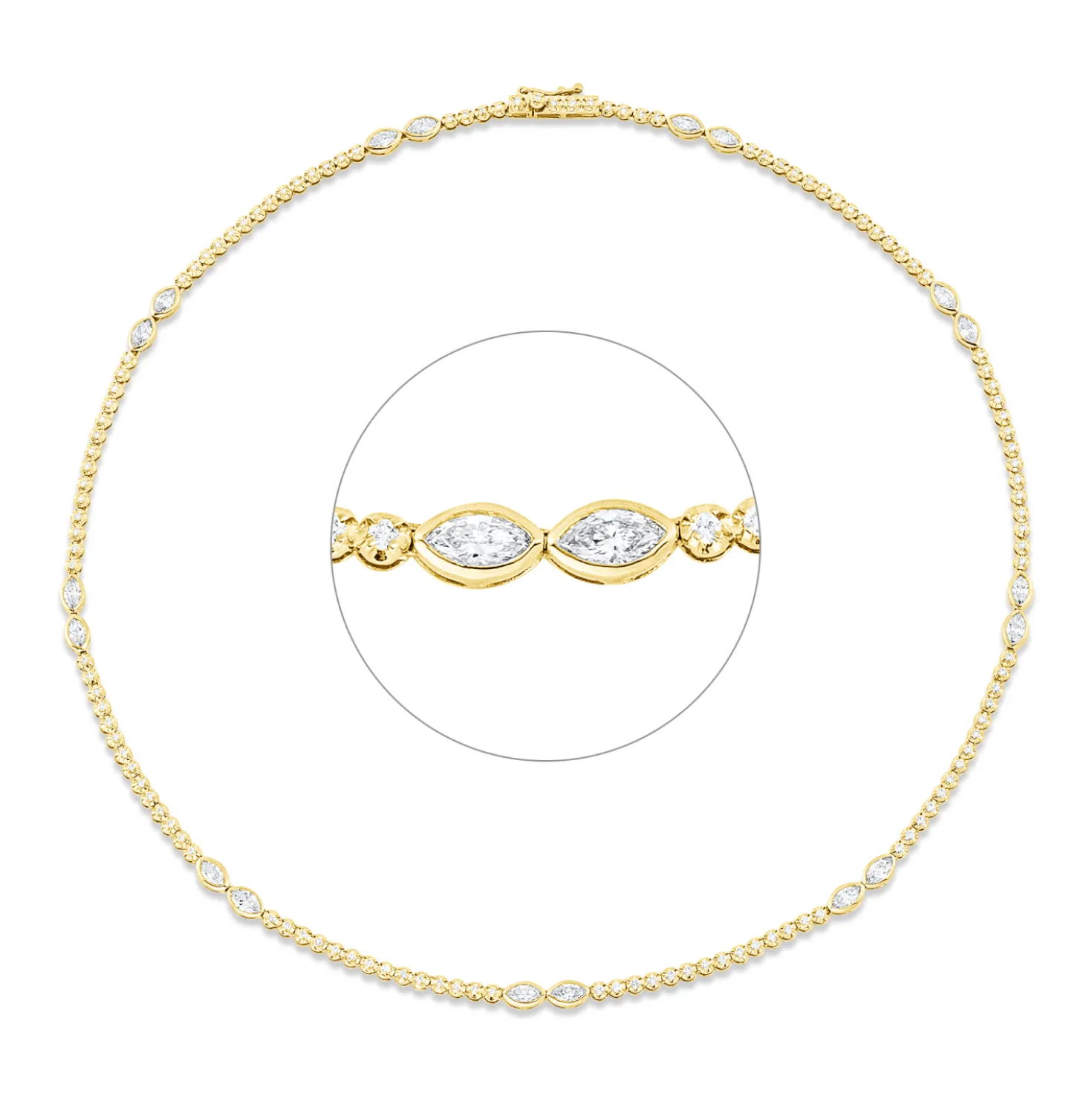 Collier aus 750 Gold gelb/weiß 143 Diamanten 2,98ct TW-SI L:41cm