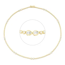Collier aus 750 Gold gelb/weiß 151 Diamanten 3,23ct TW-SI L:41cm
