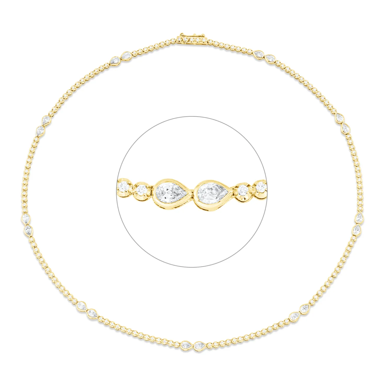 Collier aus 750 Gold gelb/weiß 151 Diamanten 3,23ct TW-SI L:41cm