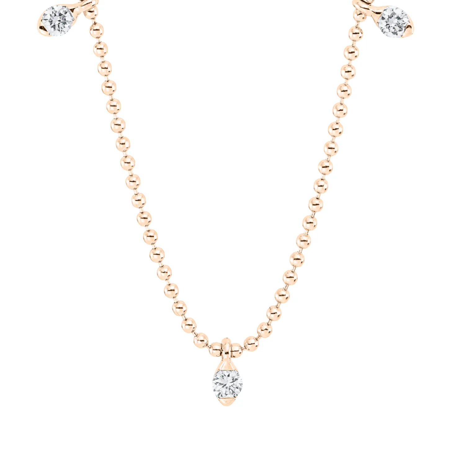 Collier aus 750 Gold Rotgold 3 Brillanten 0,09ct TLB-SI L:46cm