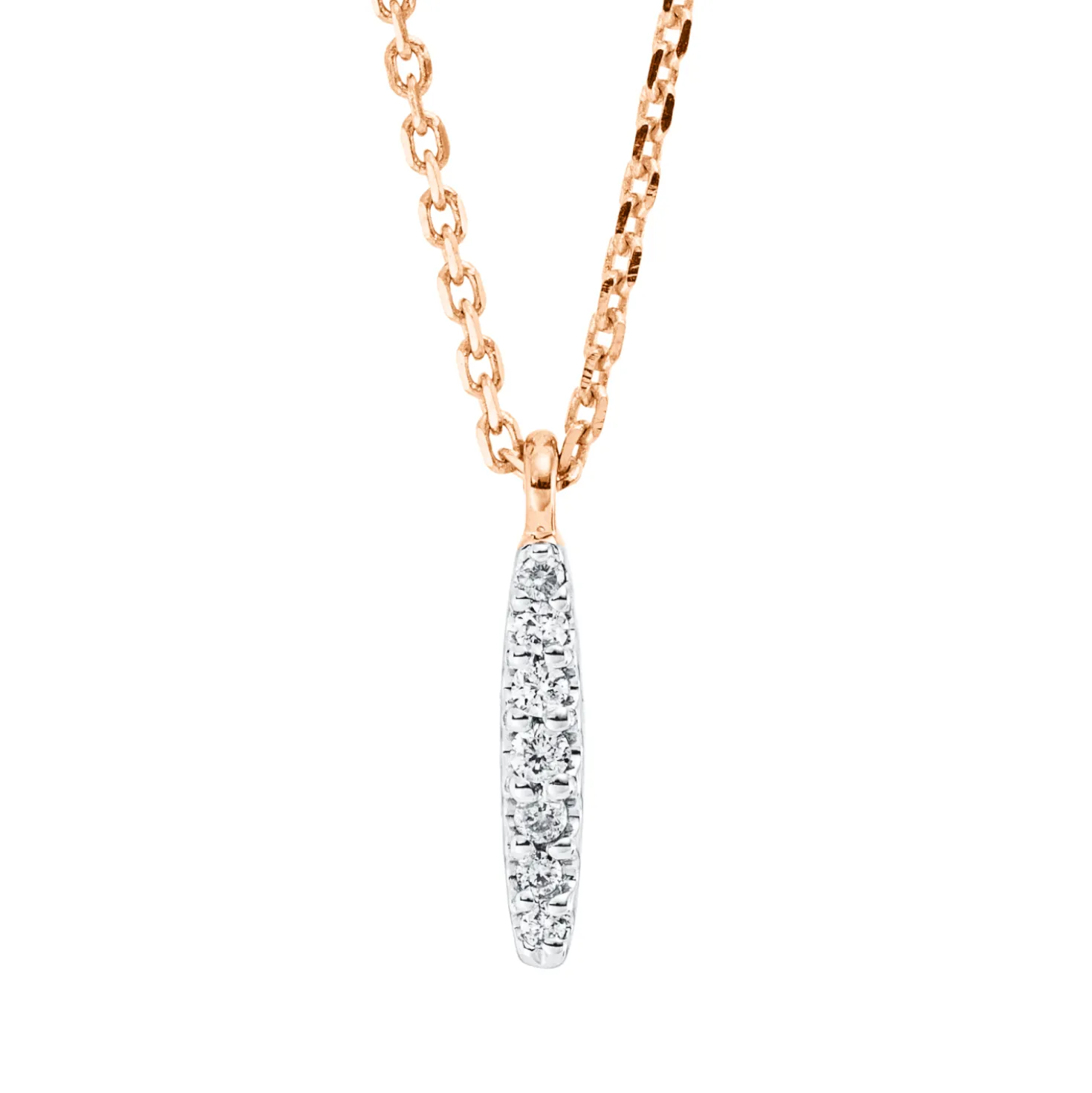 Collier aus 750 Gold Rotgold 7 Brillanten 0,03ct TW-SI L:45cm