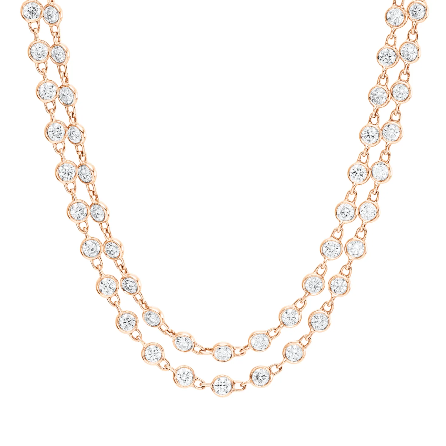 Collier aus 750 Gold Rotgold 247 Brillanten 9,94ct TW-SI L:121,9cm
