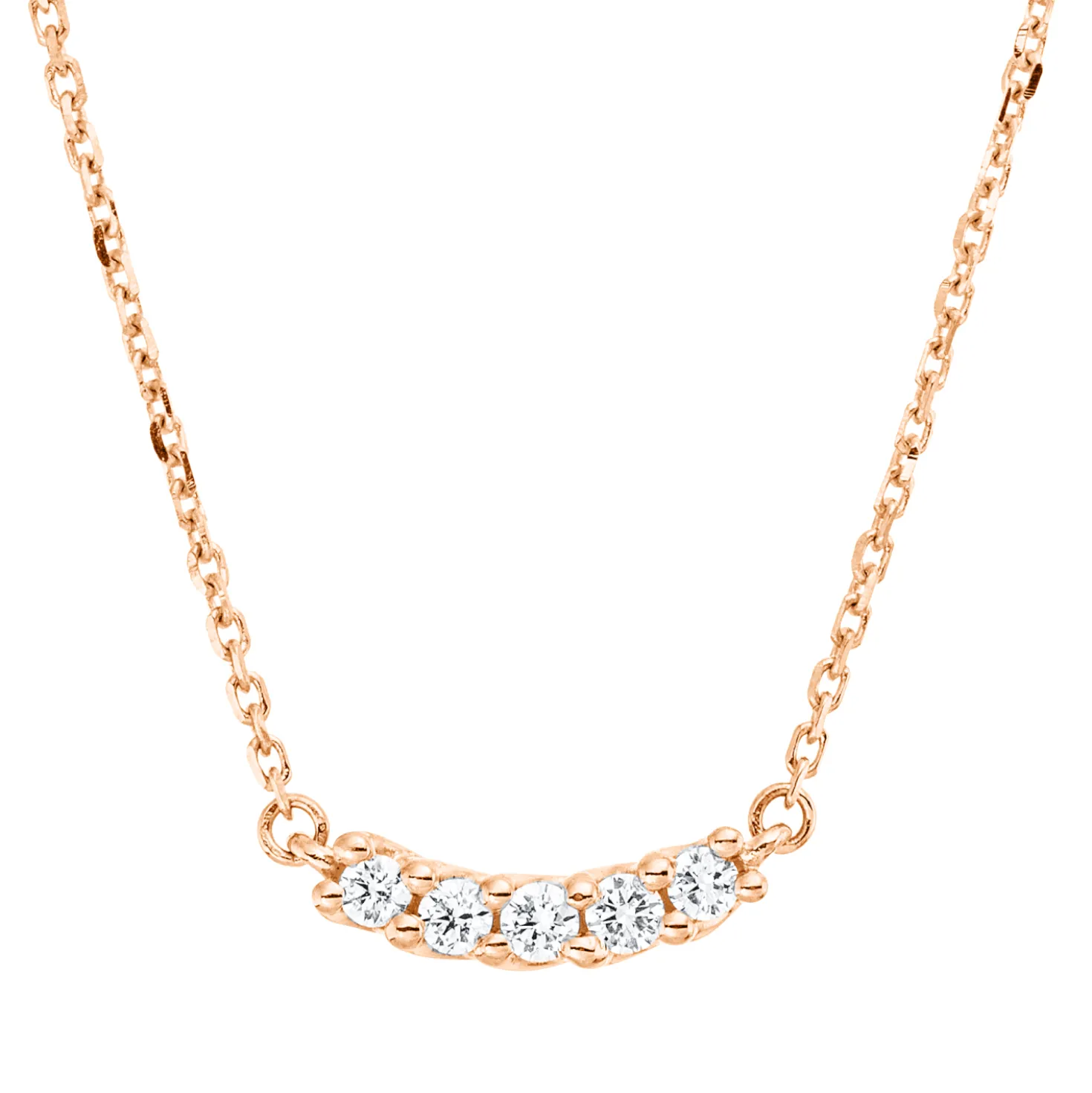 Collier aus 750 Gold Rotgold 5 Brillanten 0,1ct TW-SI L:45cm