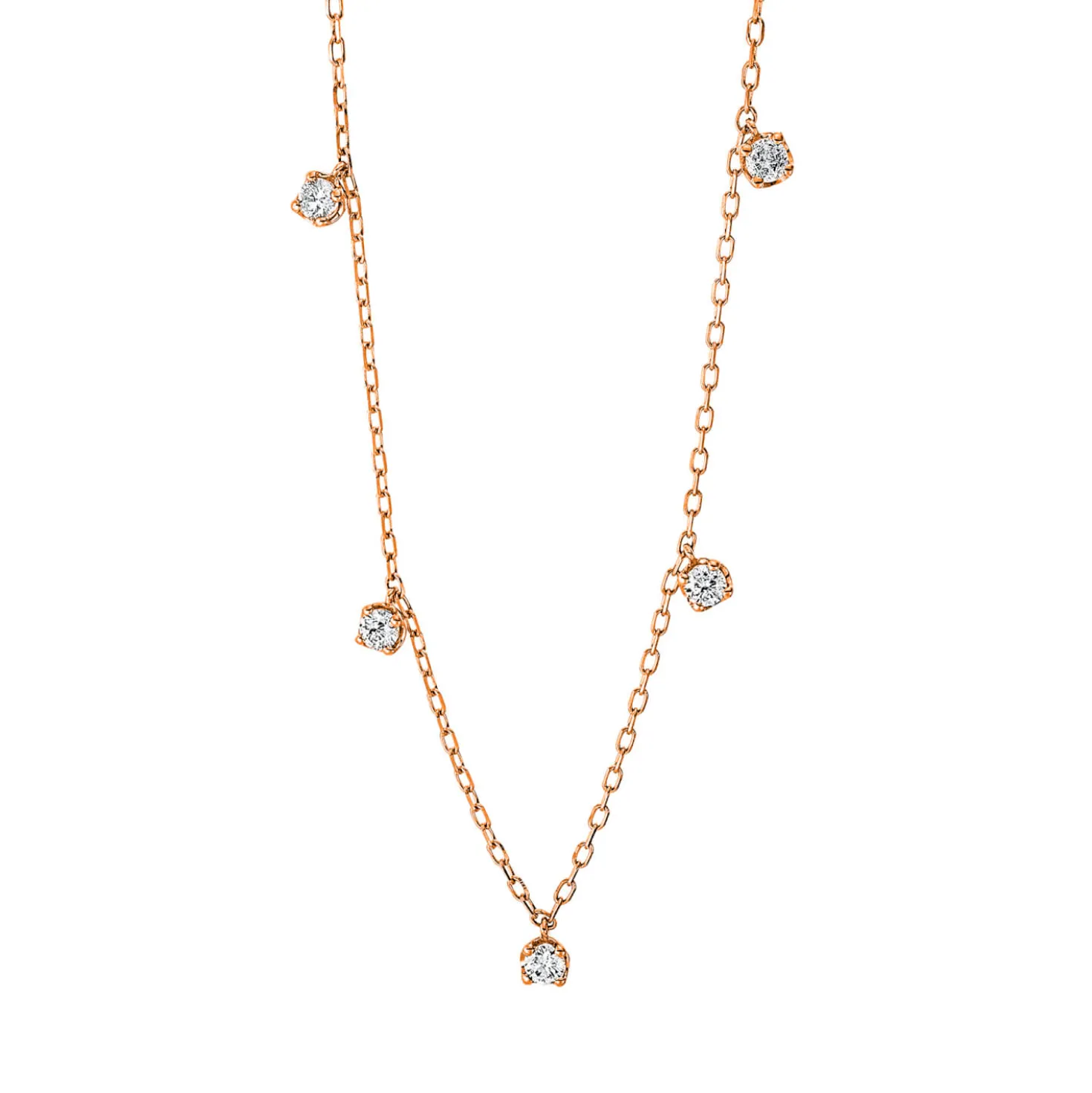 Collier aus 750 Gold Rotgold 5 Brillanten 0,36ct TW-SI L:41cm