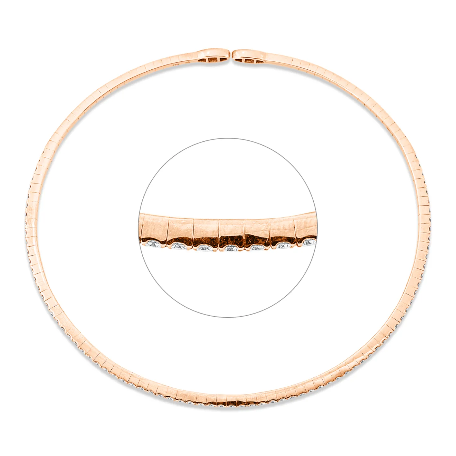 Collier aus 750 Gold Rotgold 84 Brillanten 3,01ct TW-VSI L:30 cm