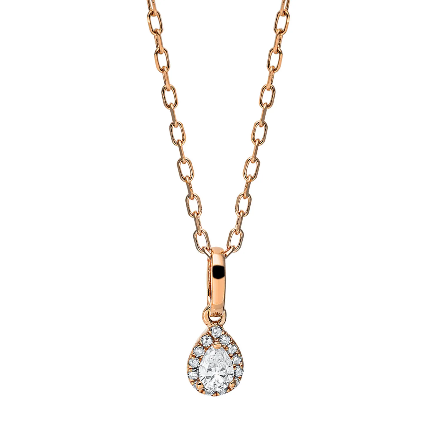 Collier aus 585 Gold Rotgold 14 Diamanten 0,13ct L:45,7cm