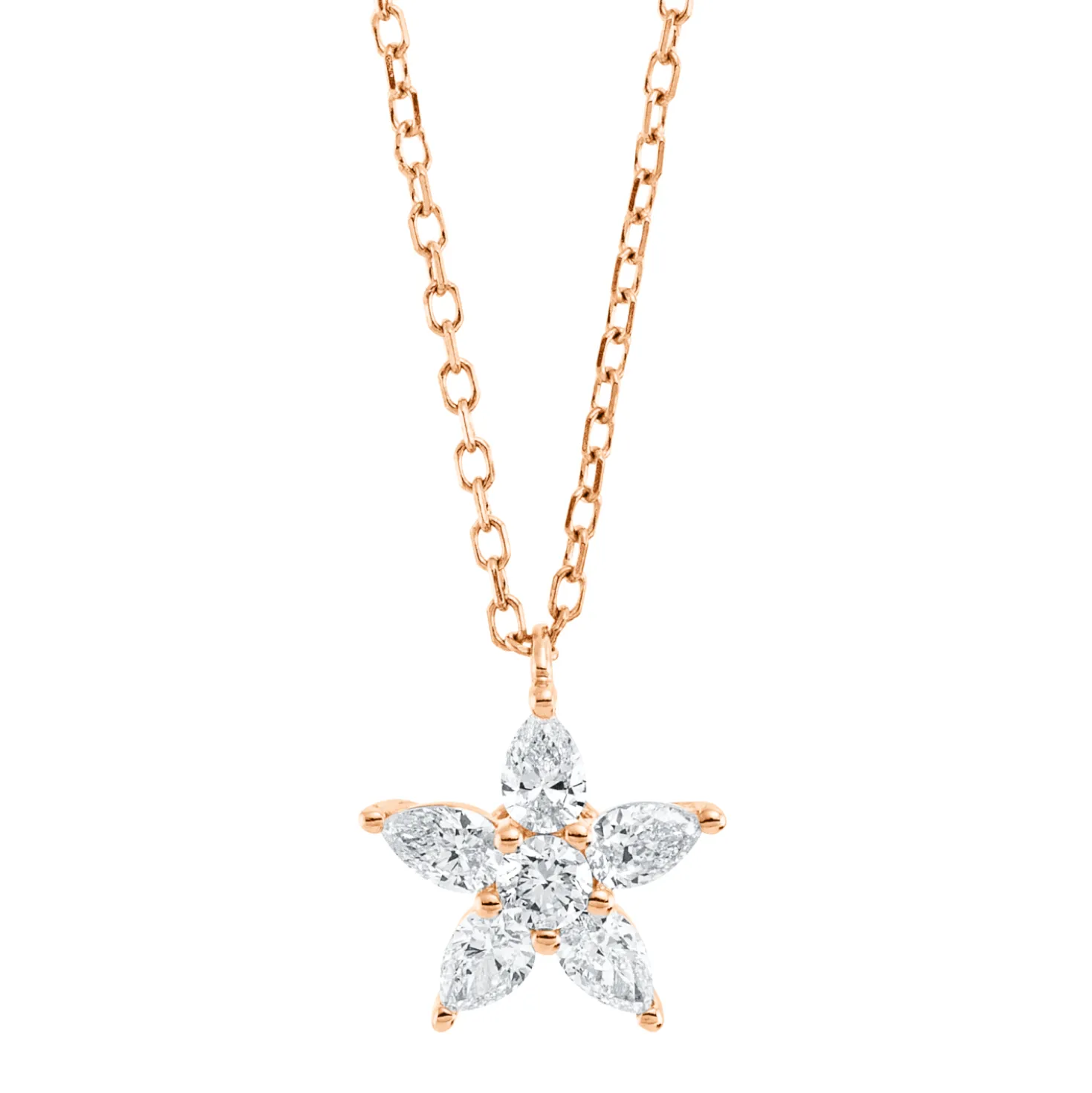 Collier aus 750 Gold Rotgold 6 Diamanten 0,29ct L:45,7cm