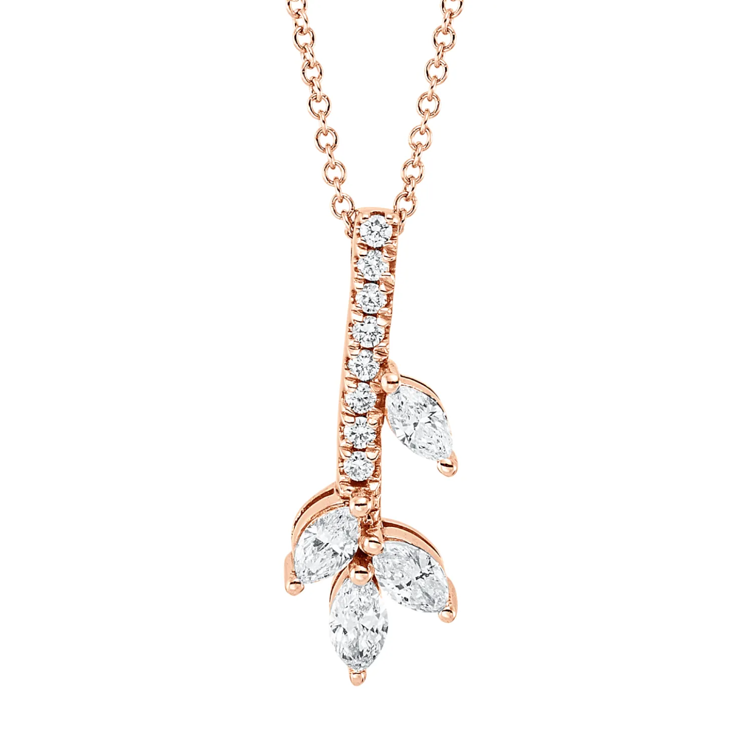 Collier aus 750 Gold Rotgold 12 Diamanten 0,34ct L:45,7cm