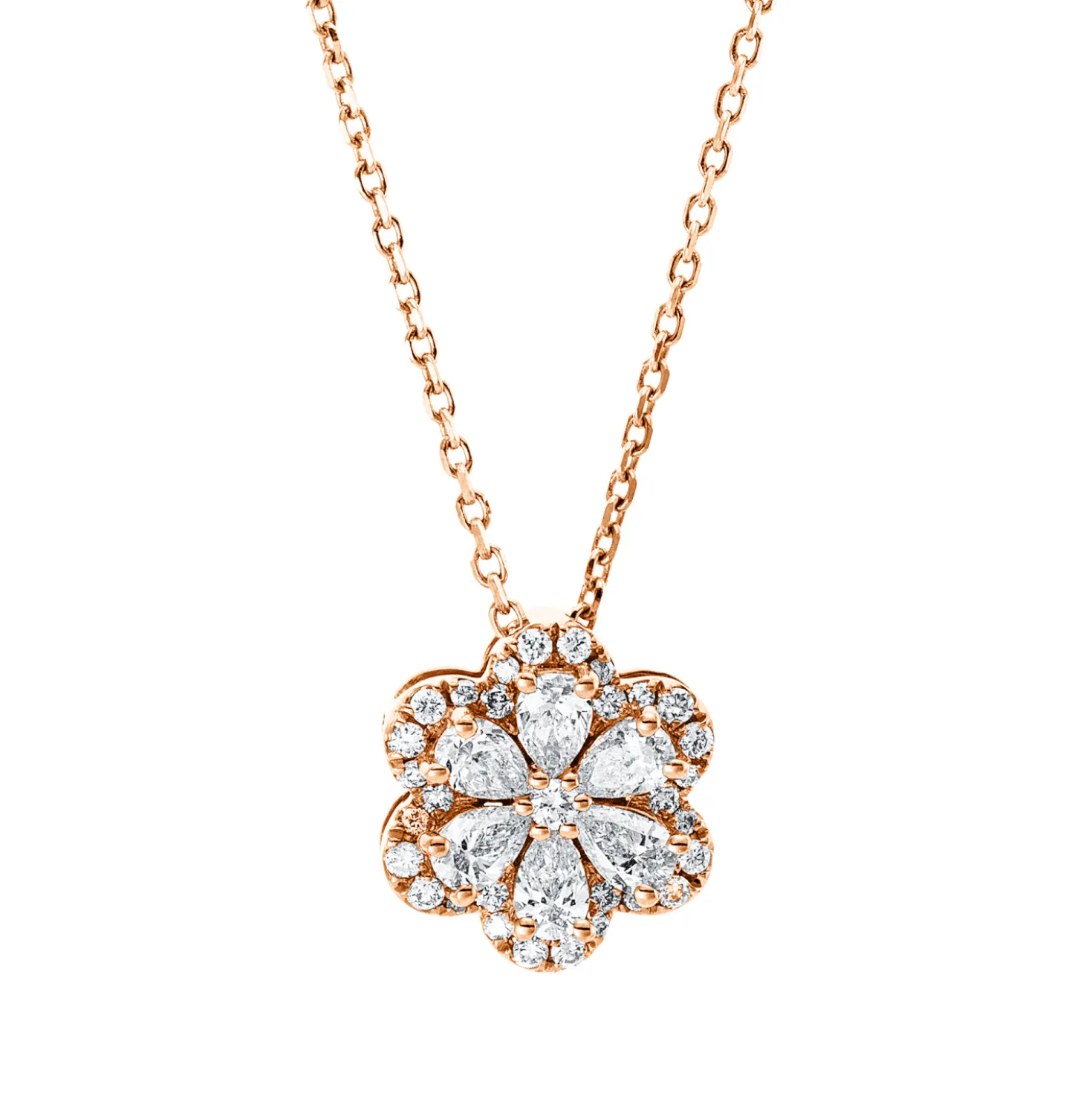 Collier aus 750 Gold Rotgold 37 Diamanten 0,37ct TW-SI L:45cm