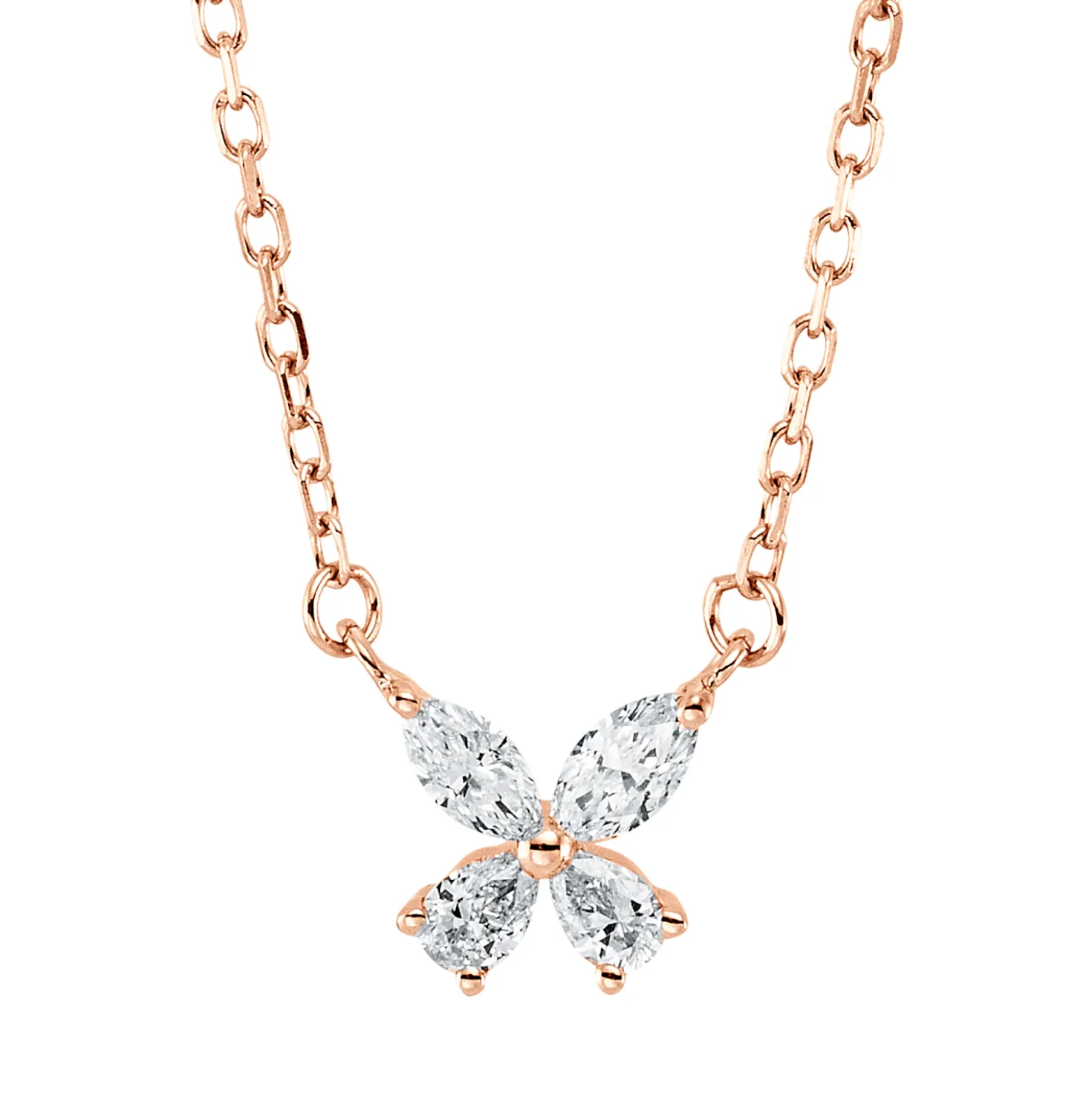 Collier aus 750 Gold Rotgold 4 Diamanten 0,17ct TW-VSI L:45,7cm