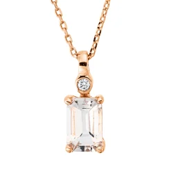 Collier aus 750 Gold Rotgold Morganit 0,54ct Brillant 0,01ct TW-SI L:45cm