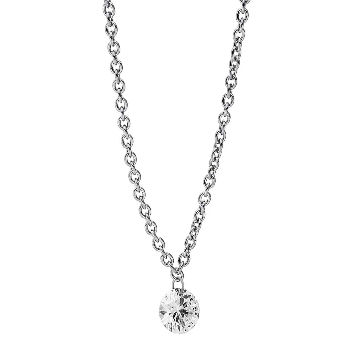 Collier aus 750 Gold Weißgold Brillant 0,15ct TW-SI L:45cm