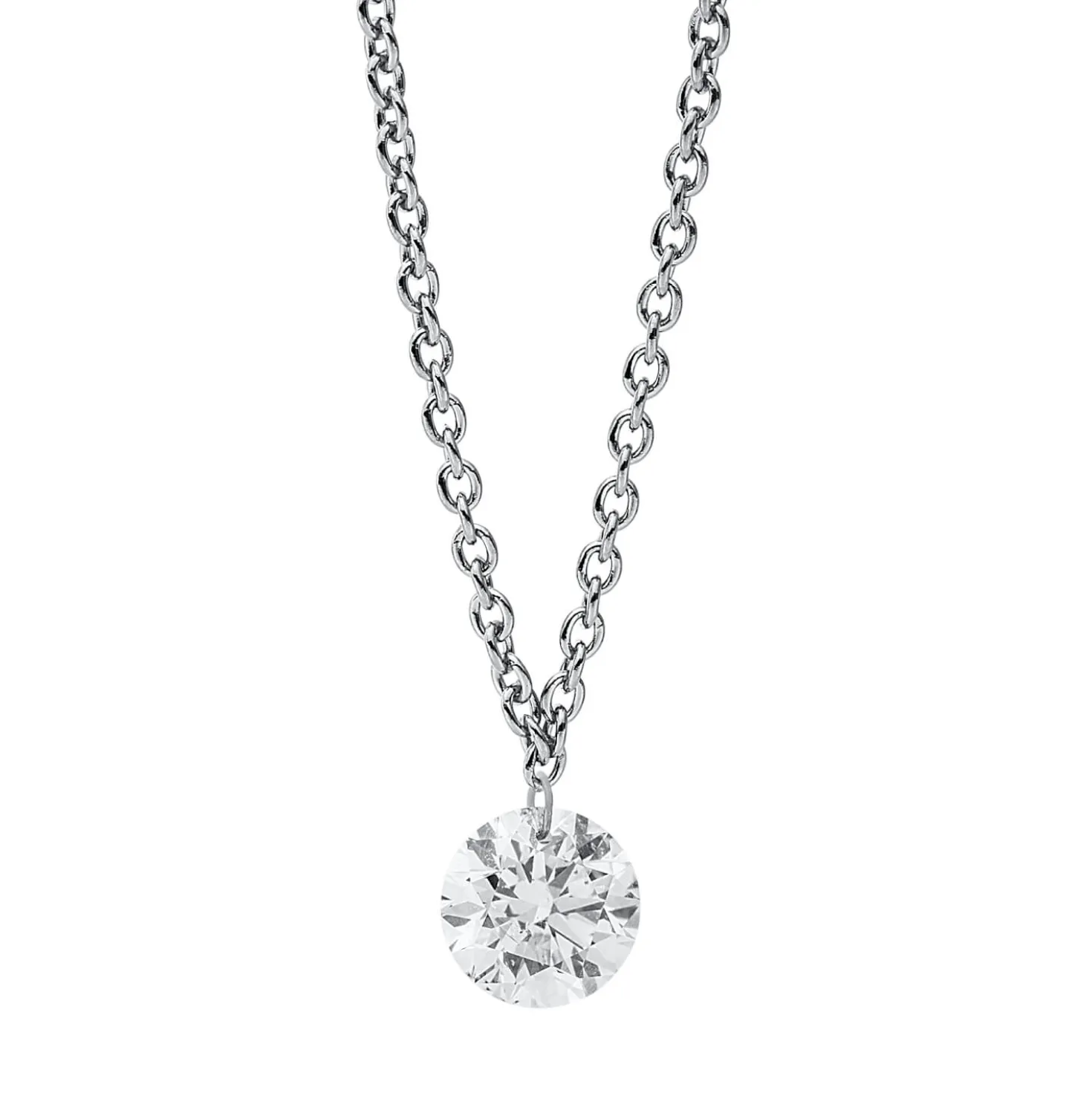 Collier aus 750 Gold Weißgold Brillant 0,25ct TW-SI L:45cm
