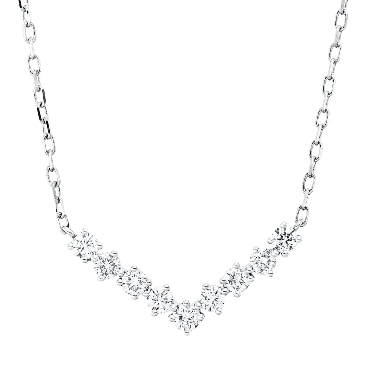 Collier aus 750 Gold Weißgold 9 Brillanten 0,36ct TW-PI L:45,7cm