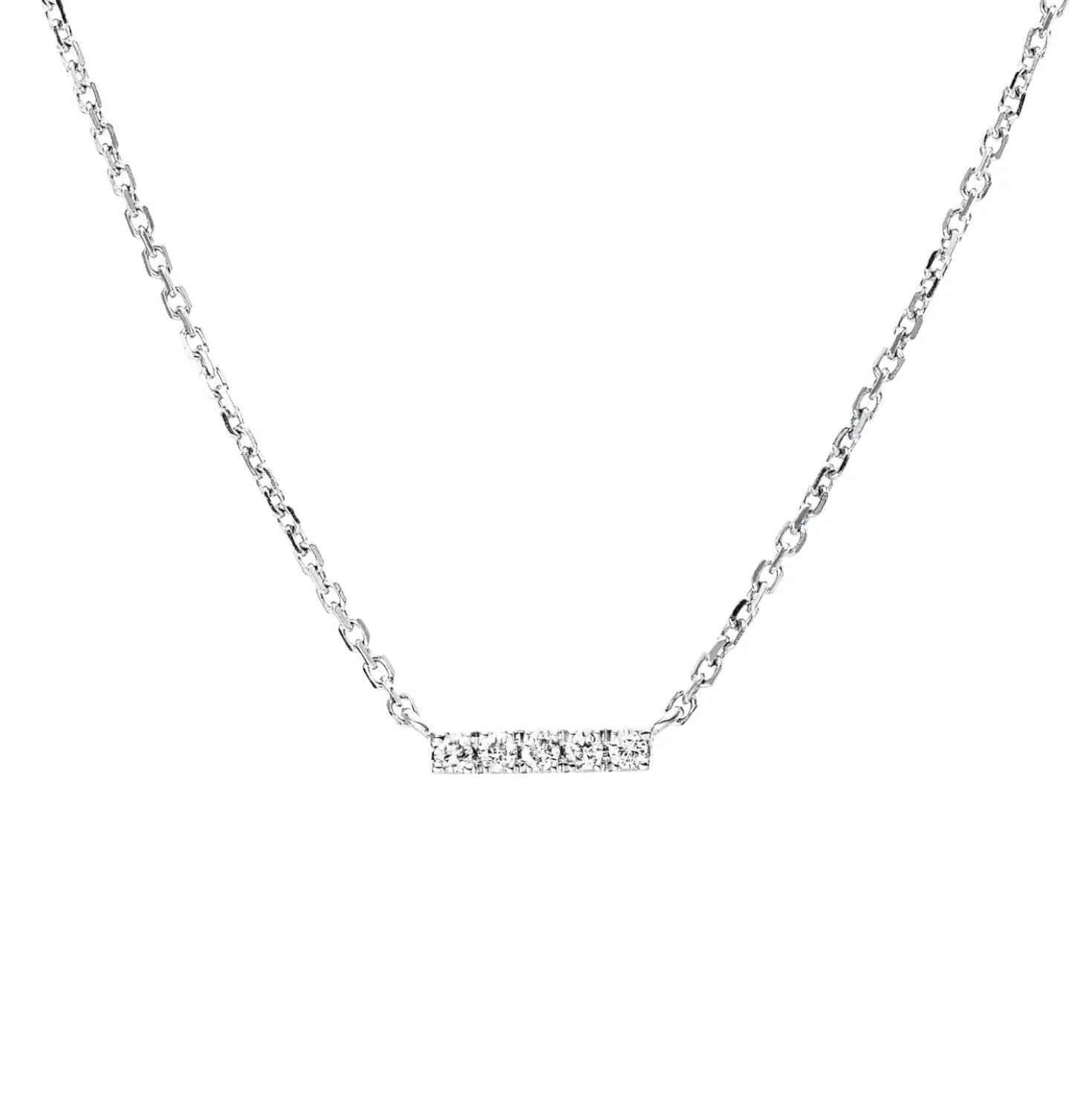 Collier aus 750 Gold Weißgold 5 Brillanten 0,03ct TW-PI L:40cm