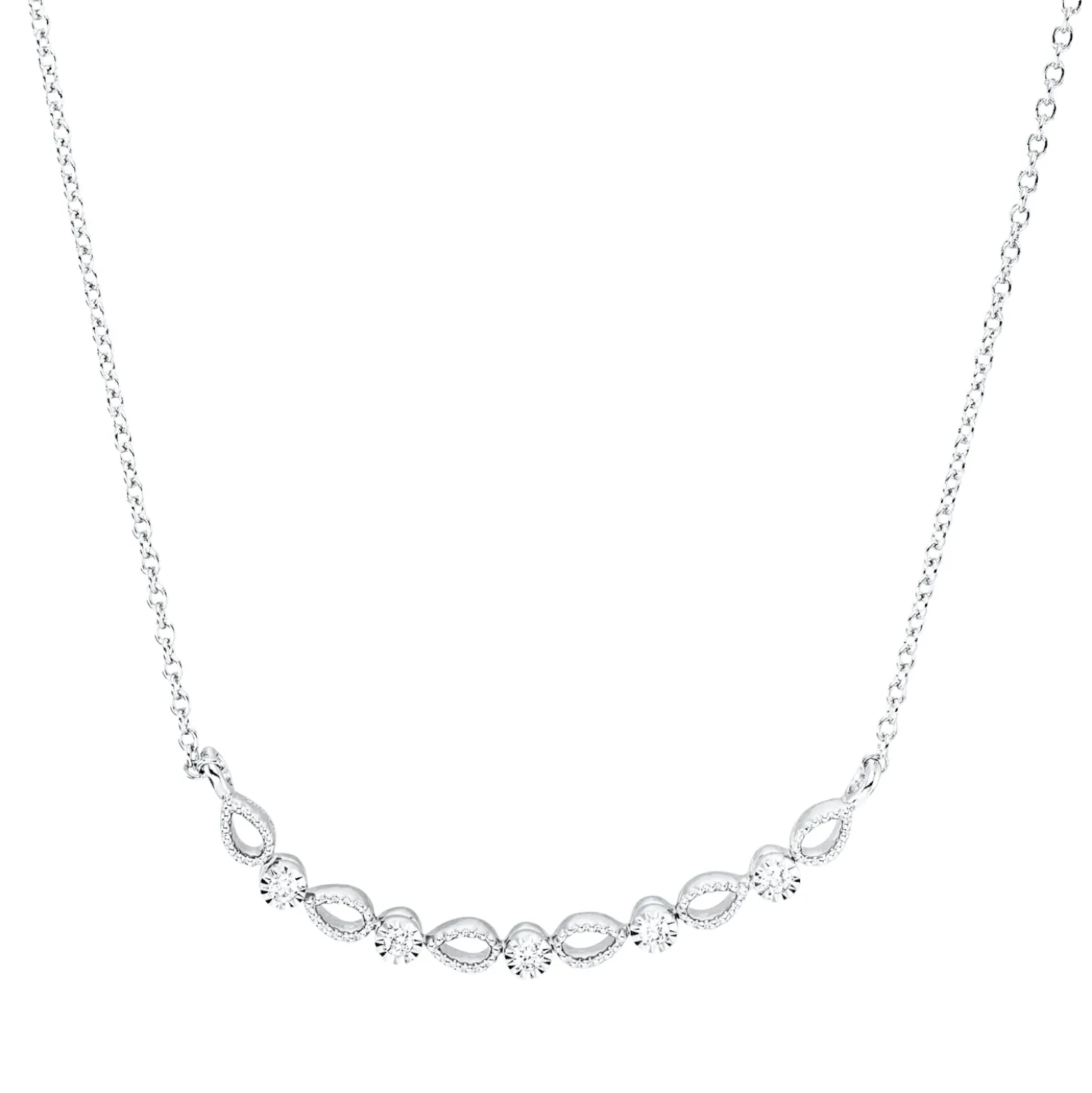 Collier aus 750 Gold Weißgold 5 Brillanten 0,05ct TW-SI L:45cm