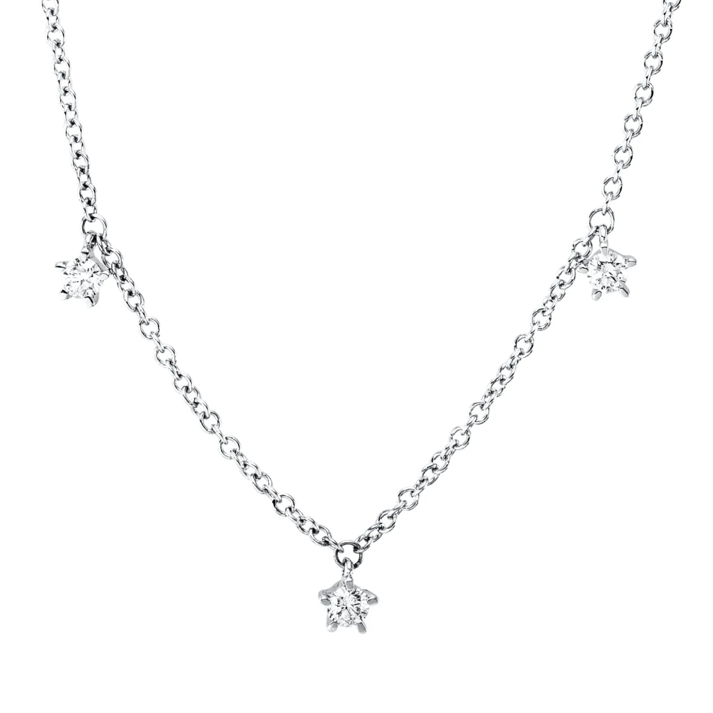 Collier aus 585 Gold Weißgold 9 Brillanten 0,46ct TW-SI L:45,7cm