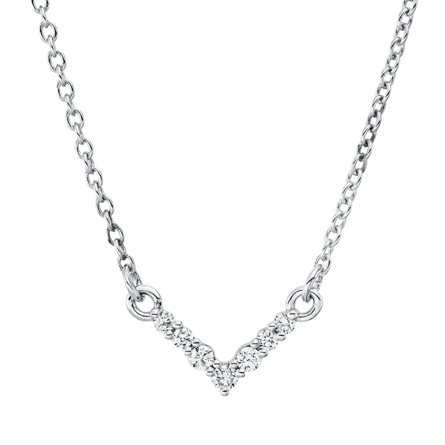 Collier aus 750 Gold Weißgold 7 Brillanten 0,05ct TW-SI L:45,7cm