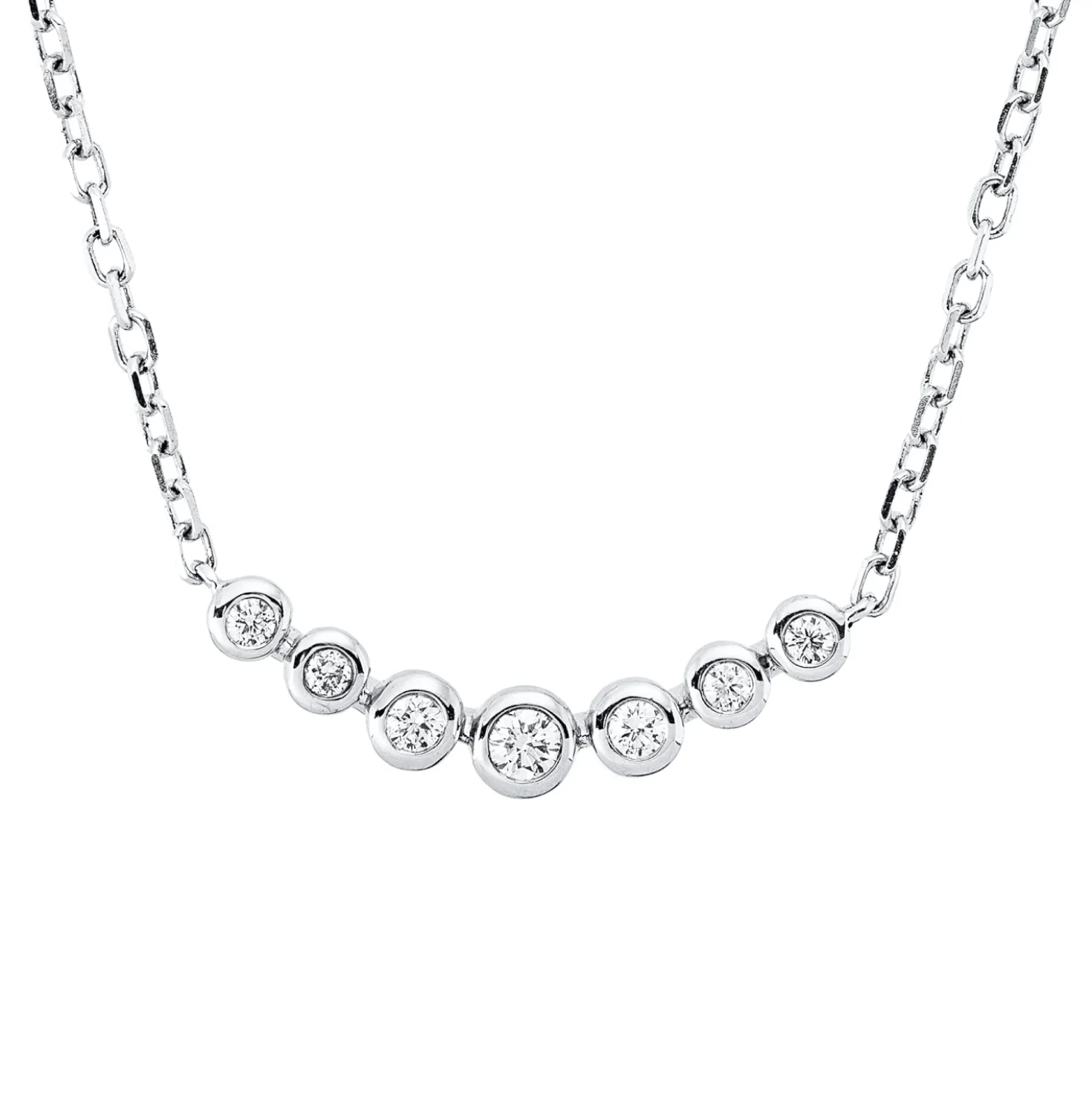 Collier aus 750 Gold Weißgold 7 Brillanten 0,11ct TW-SI L:45cm