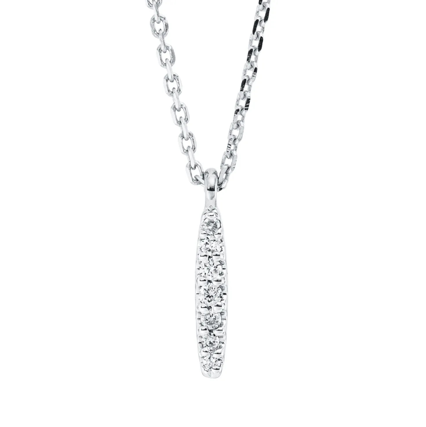 Collier aus 750 Gold Weißgold 7 Brillanten 0,03ct TW-SI L:45cm