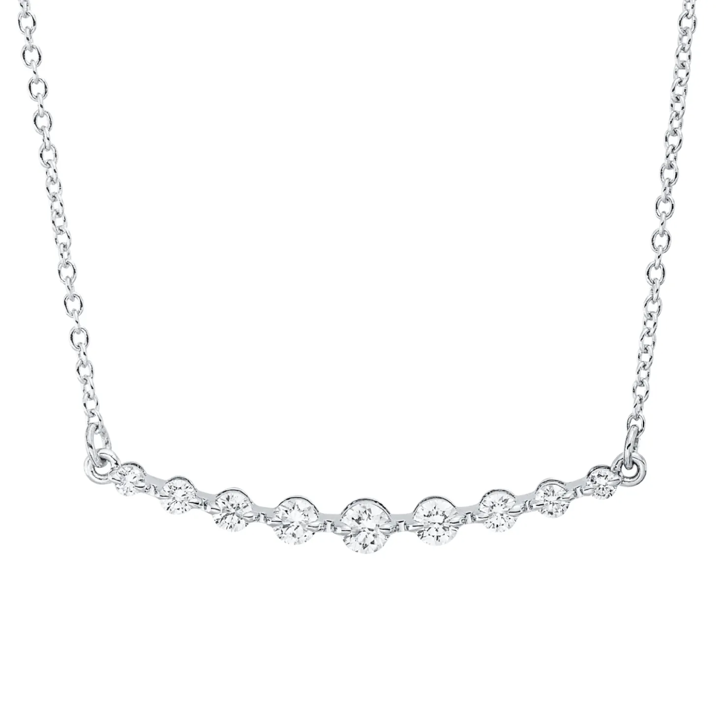 Collier aus 750 Gold Weißgold 9 Brillanten 0,25ct TW-SI L:45,7cm