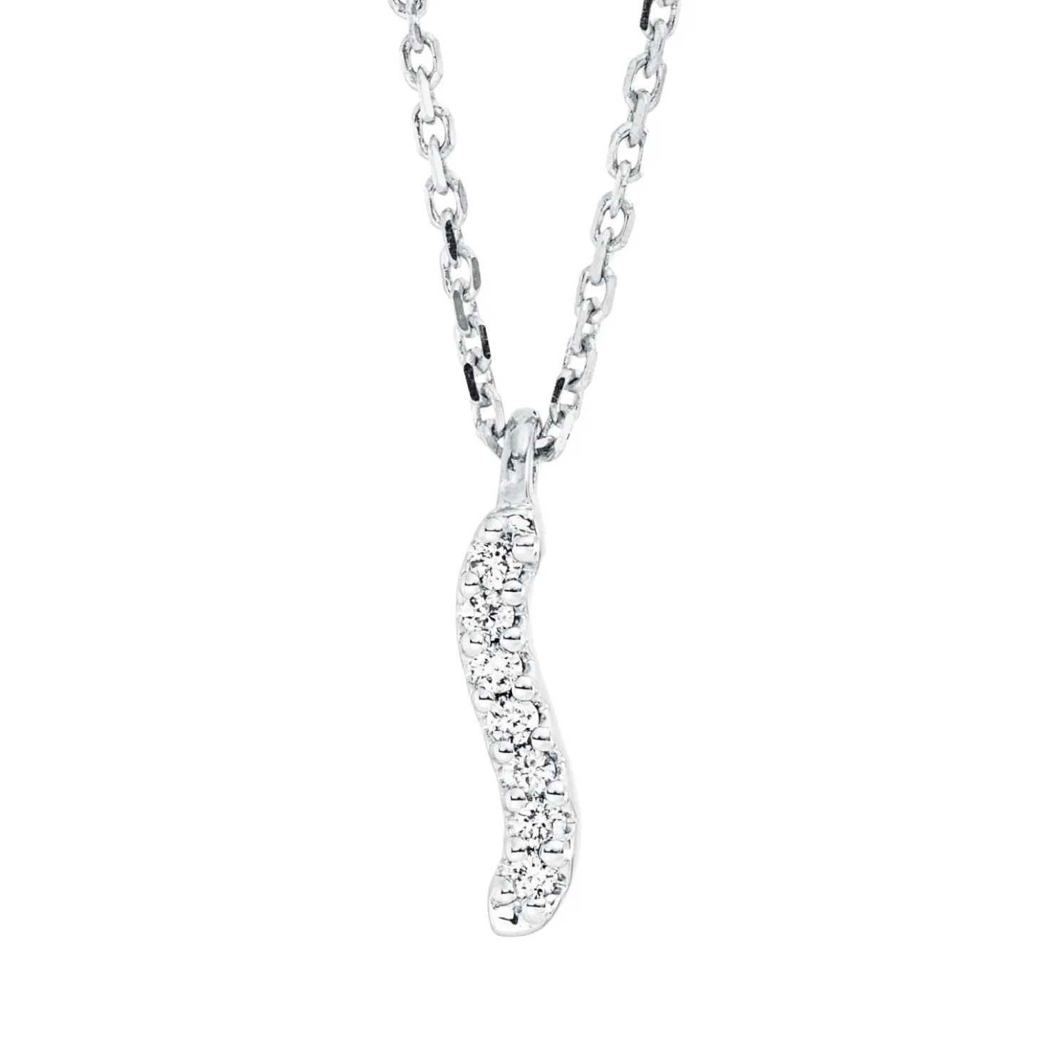 Collier aus 750 Gold Weißgold 7 Brillanten 0,03ct TW-SI L:45cm