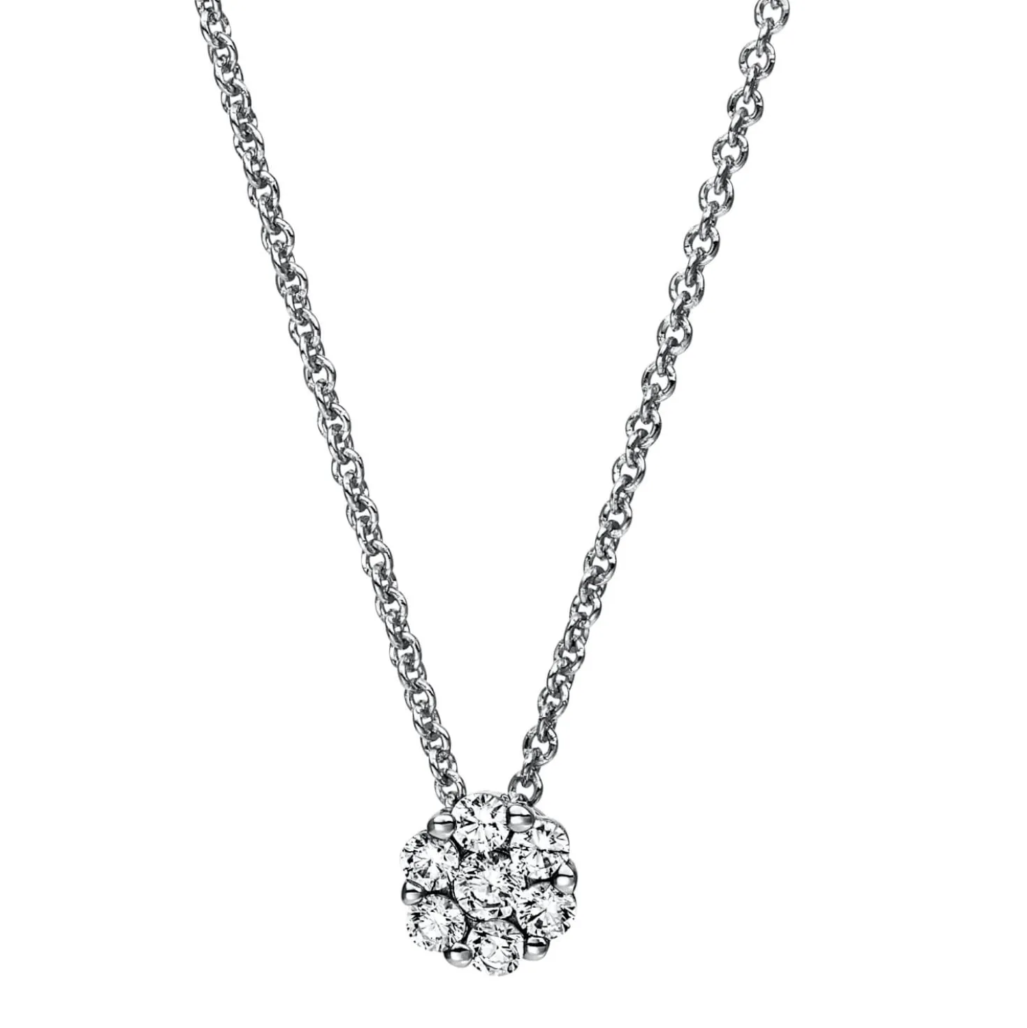 Collier aus 750 Gold Weißgold 7 Brillanten 0,26ct TW-SI L:42cm