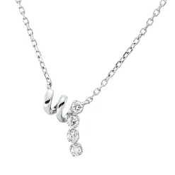 Collier aus 750 Gold Weißgold 4 Brillanten 0,09ct TW-SI L:45cm