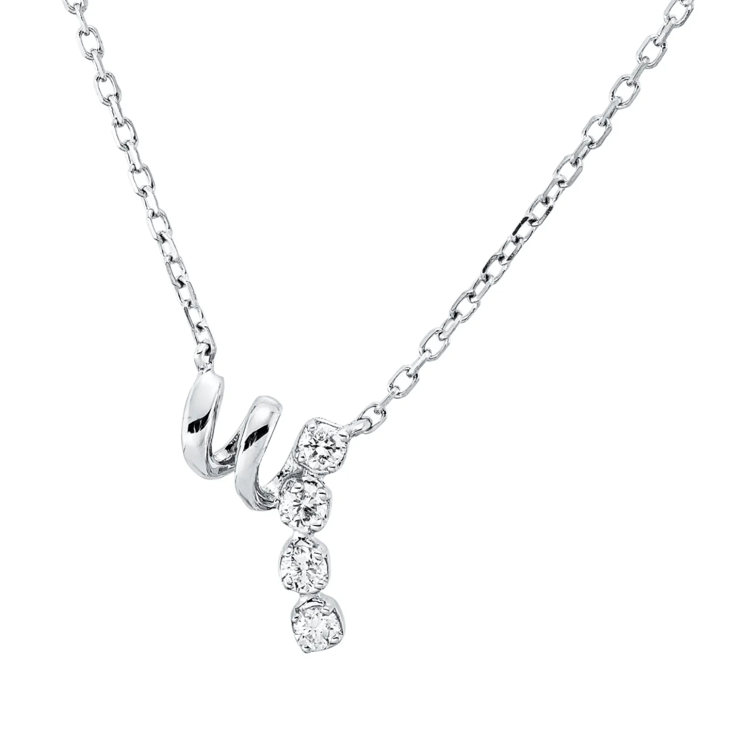 Collier aus 750 Gold Weißgold 4 Brillanten 0,09ct TW-SI L:45cm