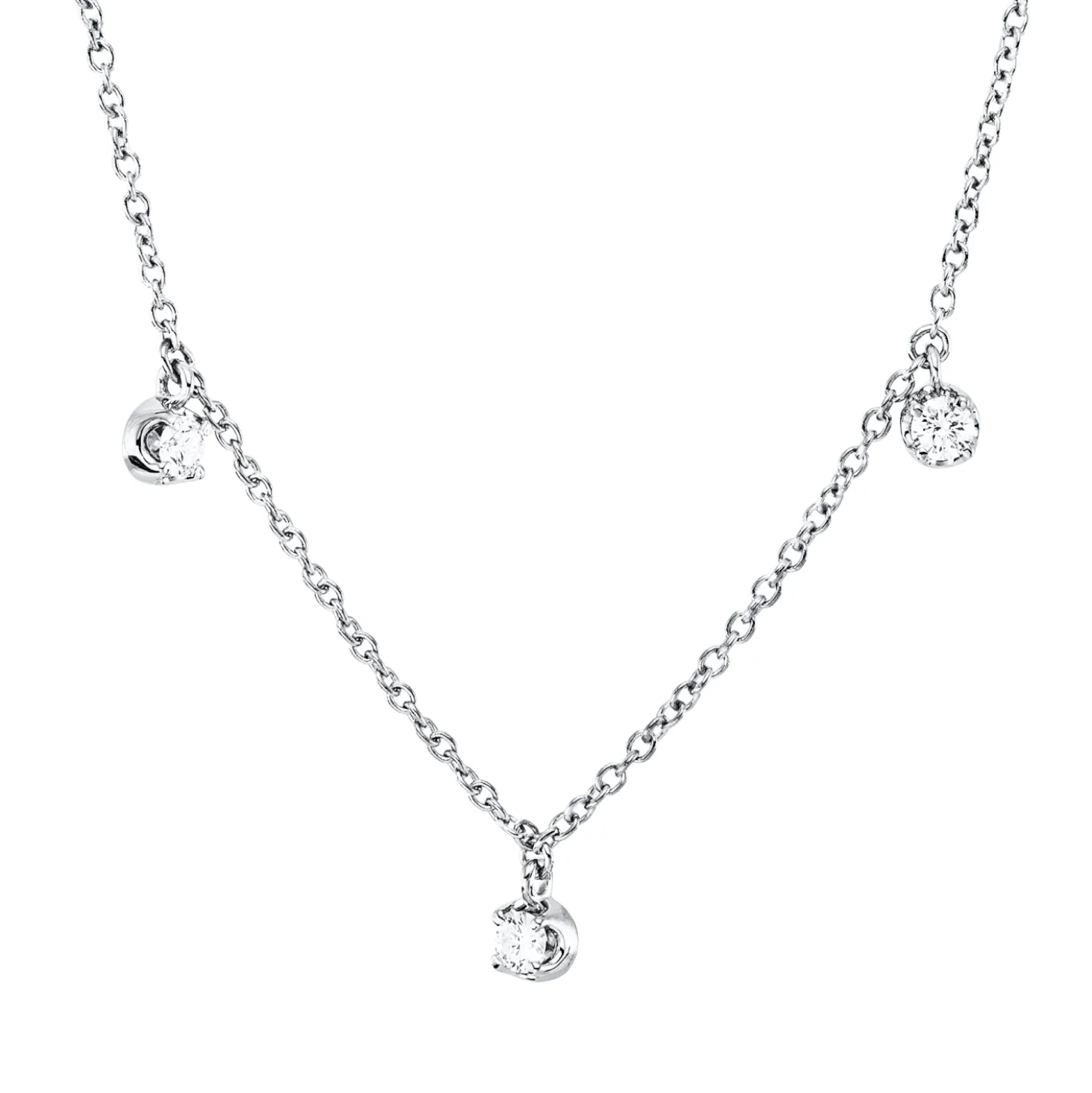 Collier aus 750 Gold Weißgold 7 Brillanten 0,49ct TW-SI L:45cm